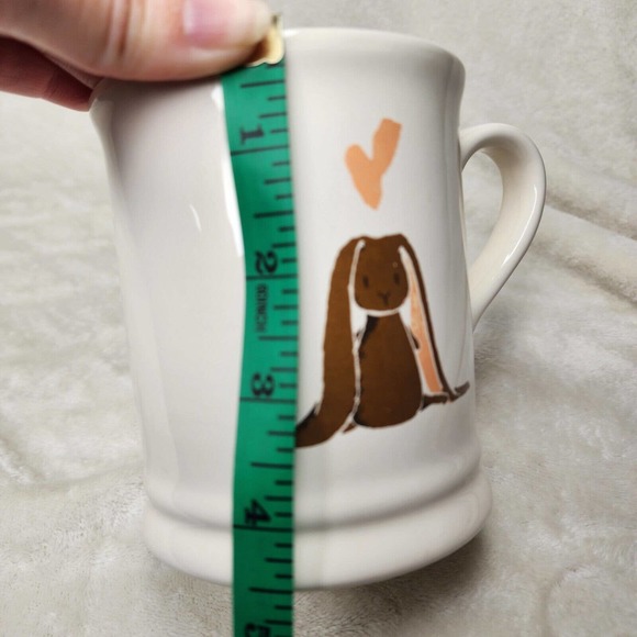 Happy Little Spring Mug By Magenta 20 Oz Ceramic Pink Interior Bunny W/heart EUC - Picture 5 of 5